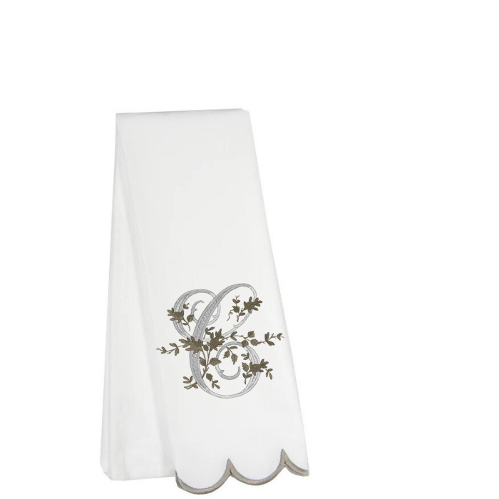 Scallop Embroidered Finished Hem Tea Towels