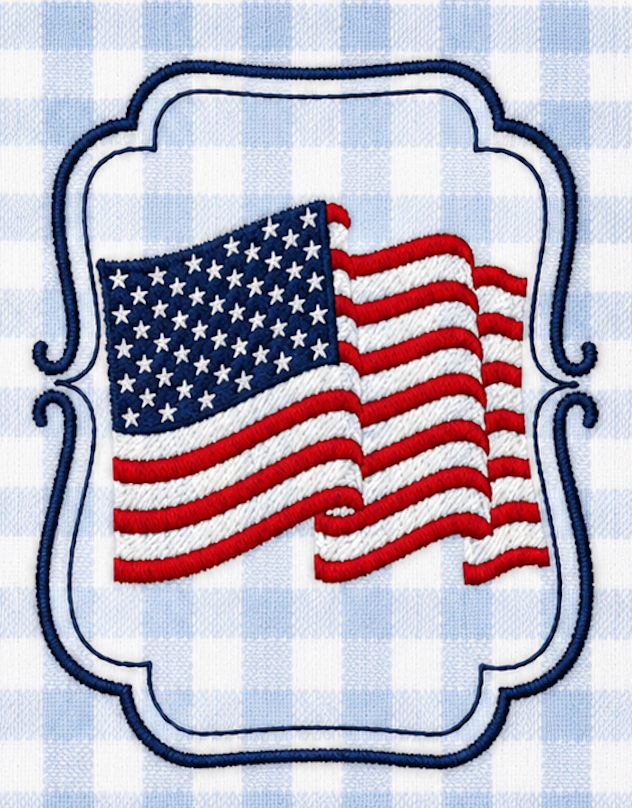 USA & American Flag Blue Flannel Wreath Sash