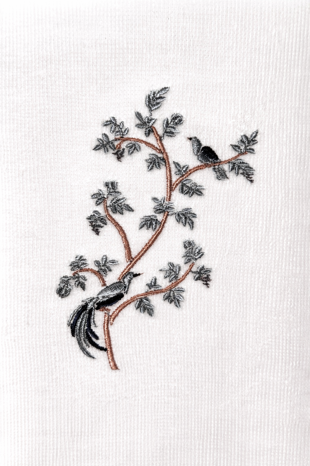 Embroidered Birds On Tree Branch Hand Towel
