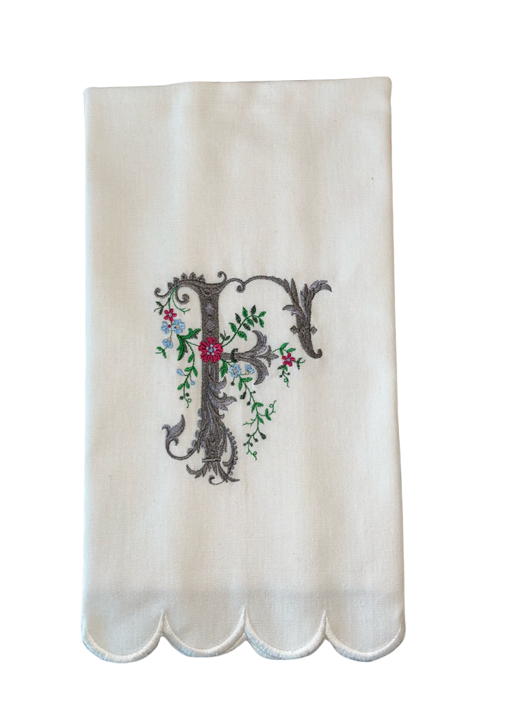 Scallop Embroidered Finished Hem Tea Towels