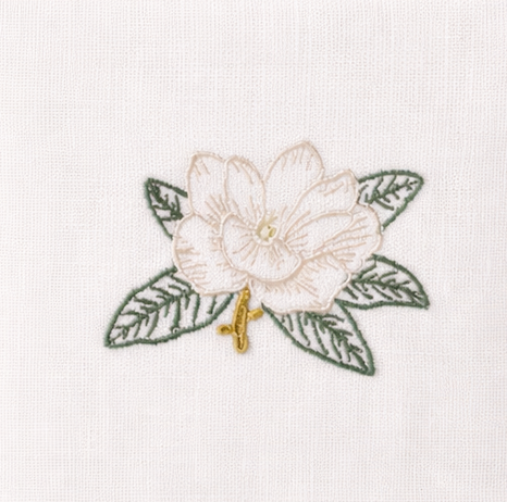 Embroidered Magnolia Tissue Box Cover & Hand Towel Bundle