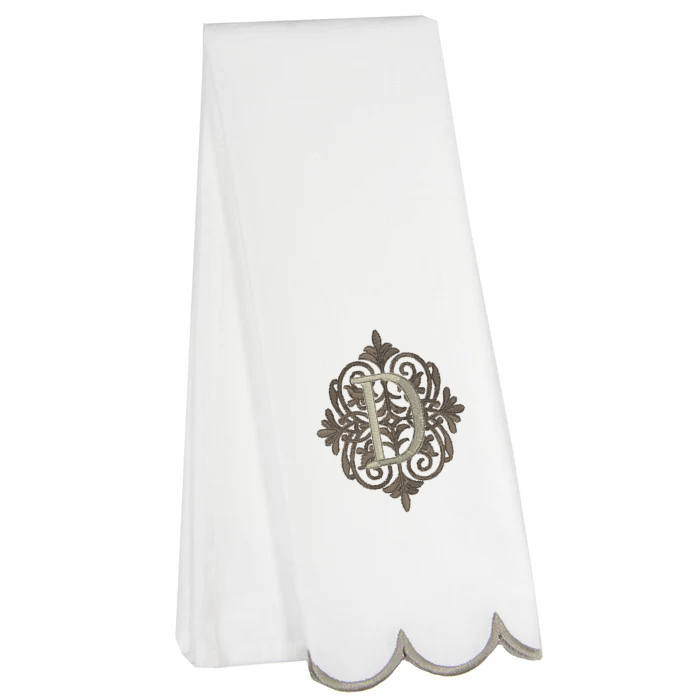 Scallop Embroidered Finished Hem Tea Towels
