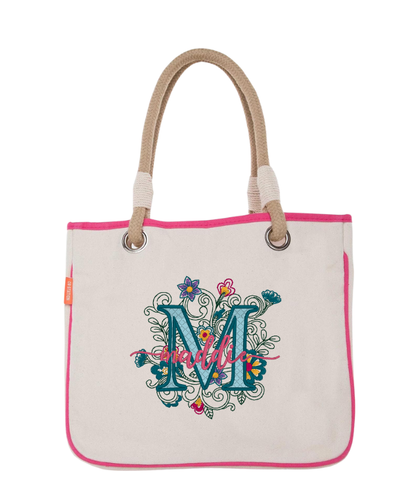 Custom Embroidered Rope Handle Canvas Tote