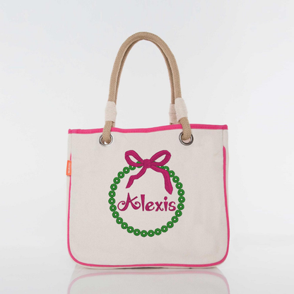 Custom Embroidered Rope Handle Canvas Tote