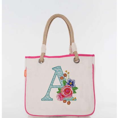 Custom Embroidered Rope Handle Canvas Tote