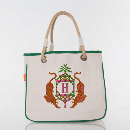 Custom Embroidered Rope Handle Canvas Tote