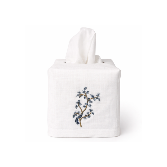 Embroidered Birds On Branch Tissue Box Cover