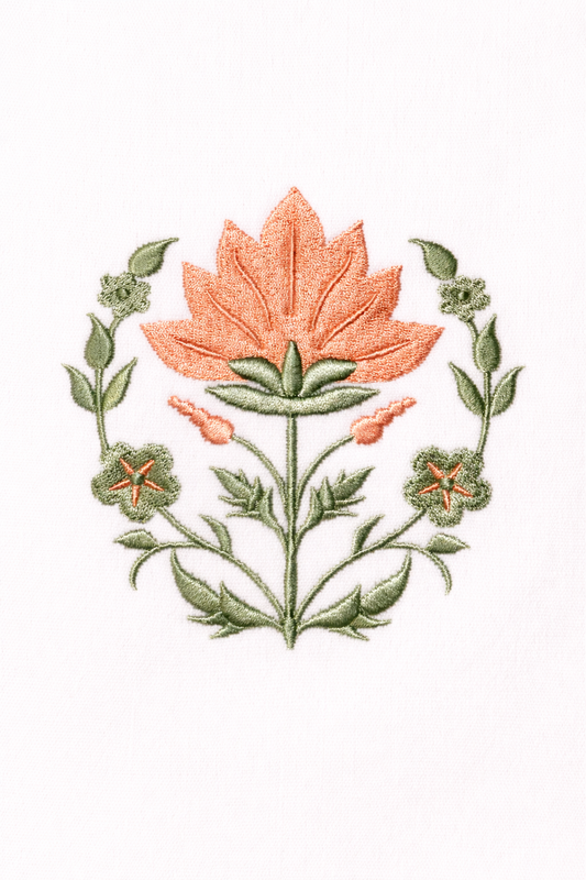 Peach Block Flower Wreath Sash