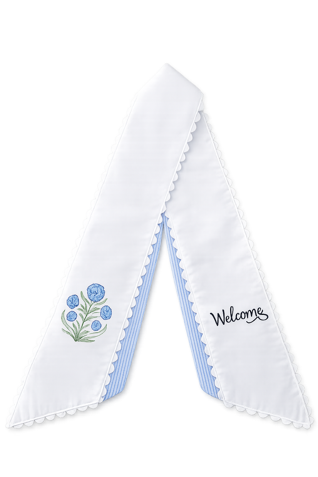 Blue Block Flower Wreath Sash