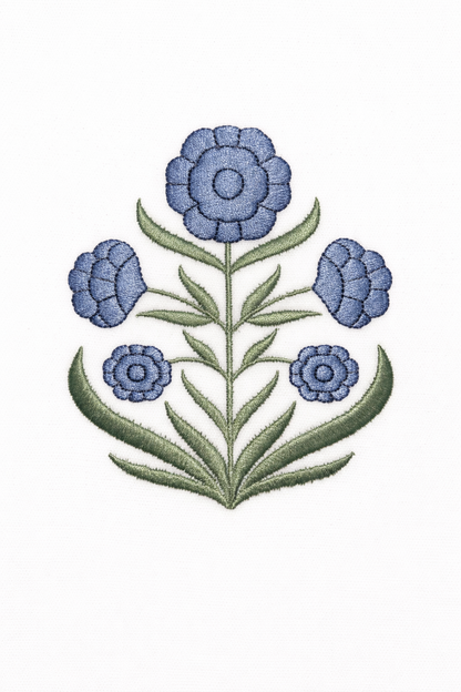 Blue Block Flower Wreath Sash