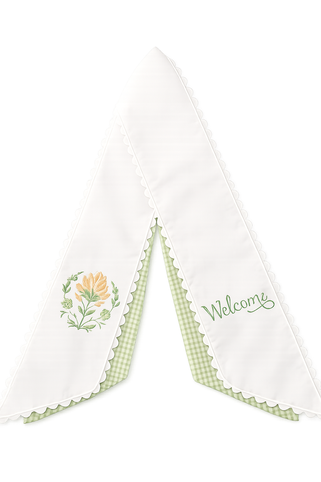 Peach Block Flower Wreath Sash