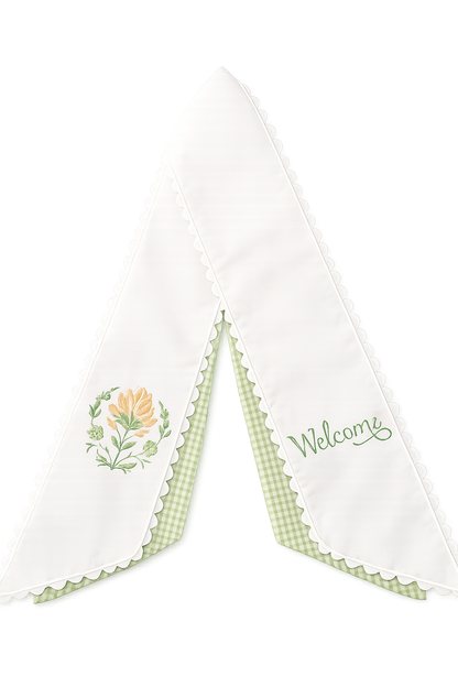 Peach Block Flower Wreath Sash