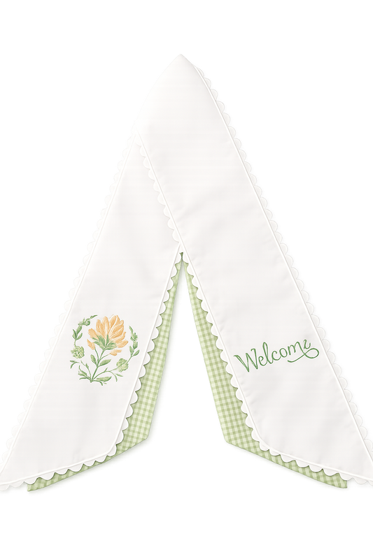 Peach Block Flower Wreath Sash