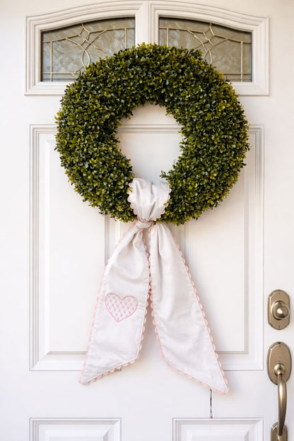 Embroidered Heart Wreath Sash