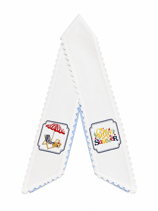 Hello Summer With Blue Border Wreath Sash
