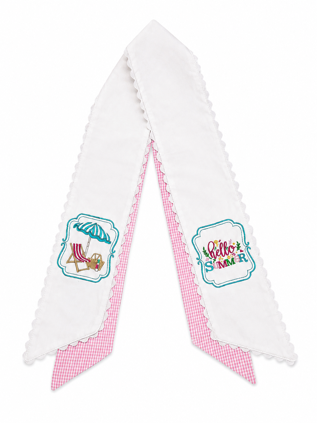 Hello Summer With Teal Border Wreath Sash