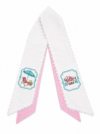 Hello Summer With Teal Border Wreath Sash