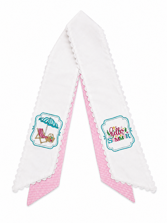 Hello Summer With Teal Border Wreath Sash