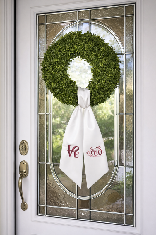 Love/XOXO White Wreath Sash