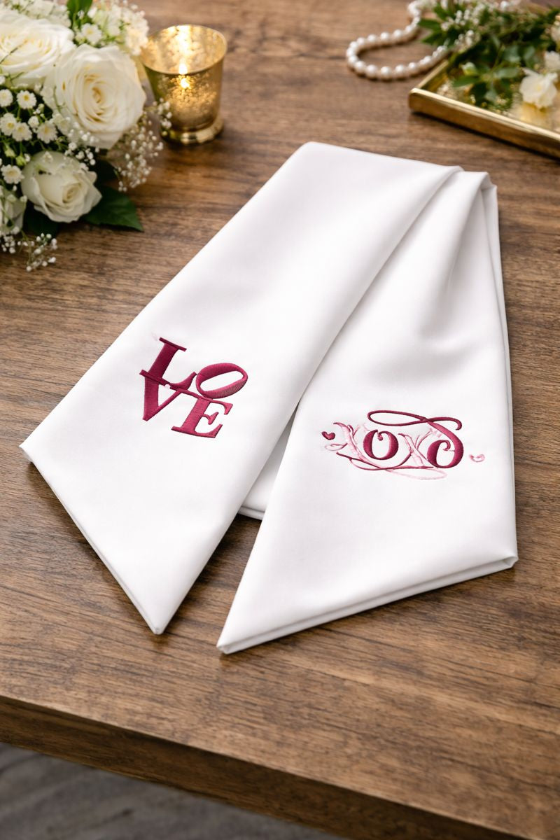 Love/XOXO White Wreath Sash