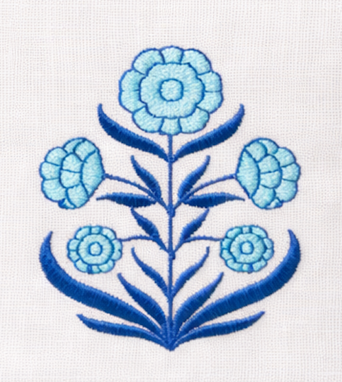 Embroidered Blue Thistle Tissue Box Cover