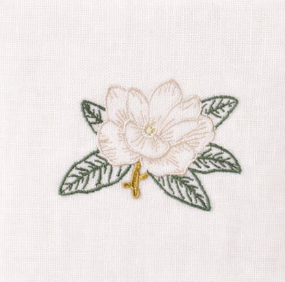 Embroidered Magnolia Tissue Box Cover & Hand Towel Bundle