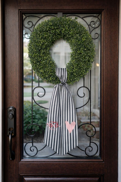 XOXO/Heart Striped Wreath Sash