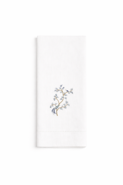 Embroidered Birds On Tree Branch Hand Towel